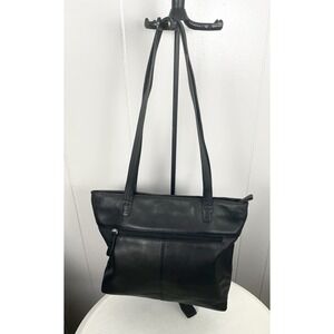 Stone Mountain‎ Women's Leather Black Shoulder Bag Double Handle Purse